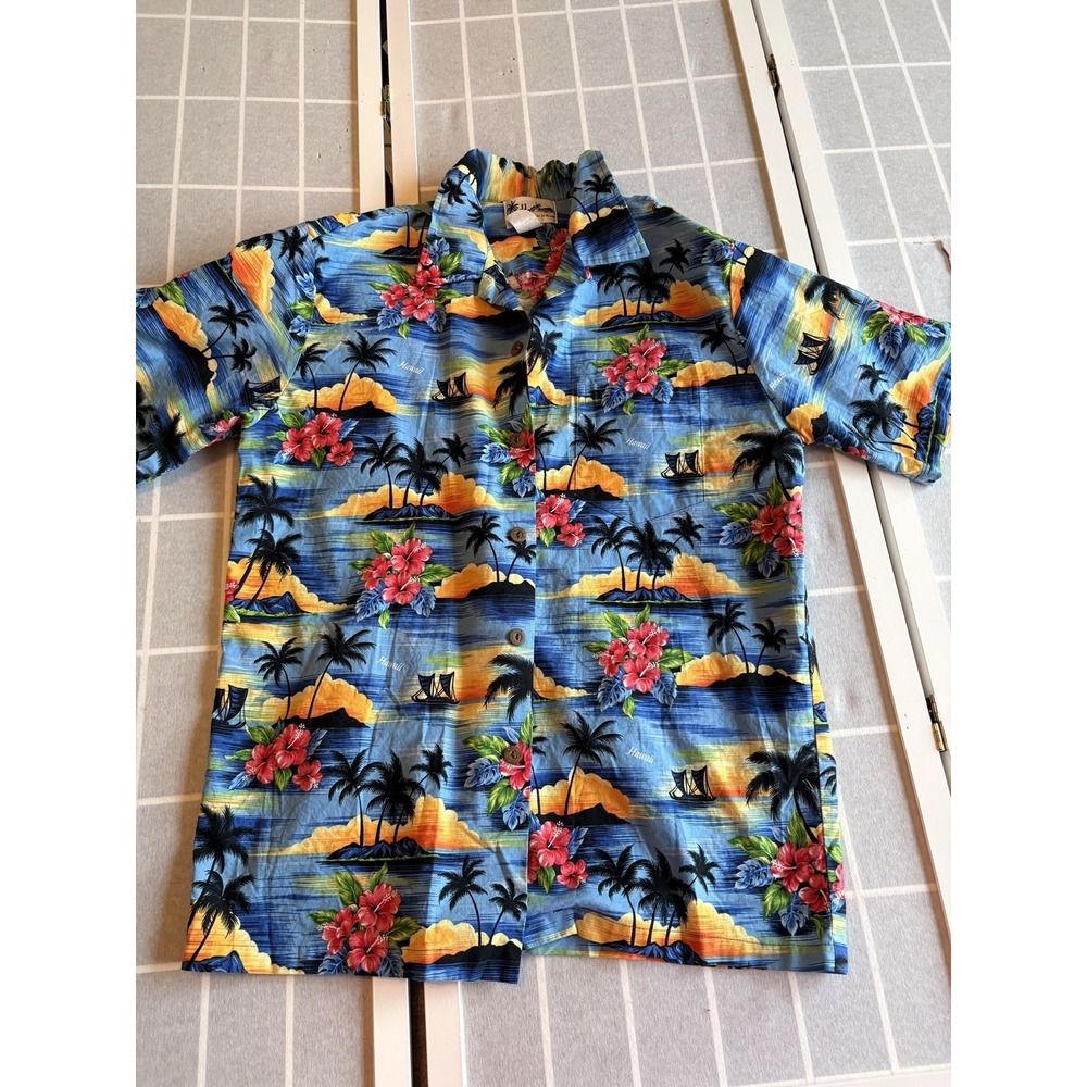 Vtg Howie Hawaiian Button Up Shirt Mens‎ Sz L Made Hawaii Aloha Y2k 100% Cotton